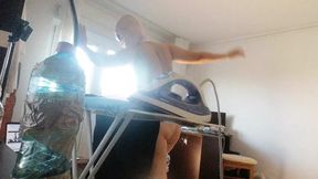 Amateur wife doing housework naked  Sexy and naughty wife trying on the clothes she cuts