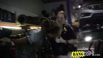 Busty cops love getting nailed by the BBC rasta they found