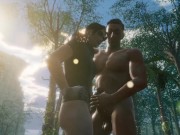 Худенький твинк трётся членами с Накаченным мужчиной Frotting [3D Hentai]