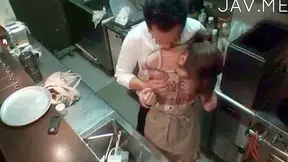 Pretty Asian beauty receives explicit fondling at a cafe