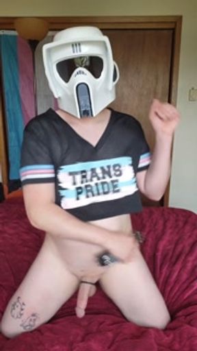 Trans Stormtrooper Spanks Herself Before Cumming