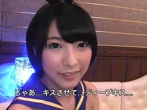 Abeno Miku is giving wild handjob and lusty fellatio