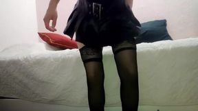 Big Ass Goth Girl in Mini Skirt and Garters Fucked Hard Doggy Style