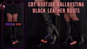 CBT, Bootjob and Ballbusting in Black Leather Boots (Vertical Version) - Tamystarly - Cock Balls Crush Trample, Trampling, Shoejob, Stomping