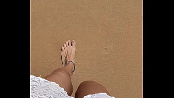 Peeing bikini public beach