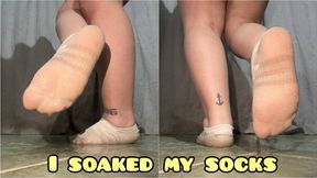 Soaked white socks