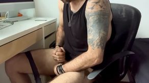Papi Strokes His Dick While Working From Home