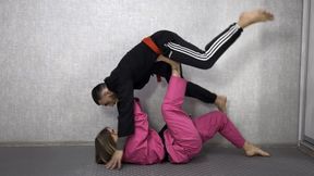 Real cool karate fight with lots of throws and foot domination