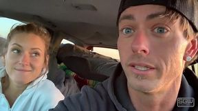 Real blonde amateur gives raw blowjob to hot guy in public