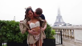 Pretty Asian teen enjoys romantic buttfuck in Paris-themed surroundings