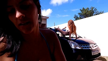 Bastidores de um porno lésbico com duas gostosas