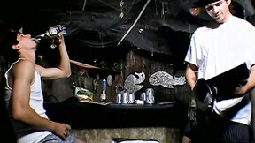Smoke buddies Ian Madrox & Evan Heinze jerked their gigantic meat while smokin