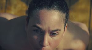 Creature sucks her Creator's cock in slow motion POV