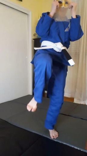 Push kick to face POV in My blue gi