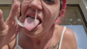 THICK SNOT SWALLOWING – HUGE MUCUS BLOWS, TONGUE PLAY & MESSY HAND PLAY