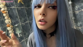 Blue Hair Alt Babe smoking in your bathroom (full vid on my 0nlyfans/ManyVids)