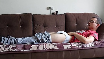 College Nerd Skips Classes To Jerk Off His Big Bushy Cock