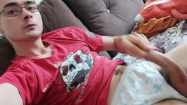 College Nerd Skips Classes To Jerk Off His Big Bushy Cock