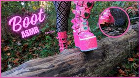 WALKING ON LEAVES WITH PINK DEMONIA BOOTS - ASMR