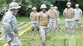 Ebony Army Hunks Sucking White Cock Outdoor