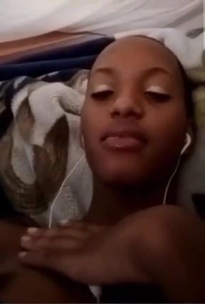 Ebony Horny Girl Masturbating with Her BF on Video Call, She Squirts