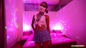 Johntronx - Masked Asian Student Fucked Hard in POV During a Lightshow