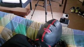 hogtied on a bed on sexy clothes, blindfolded, had to suck a fat cock and rough fucked