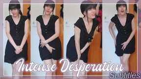 Intense Desperation - Lunasha begs to be allowed to go to the toilet as her bladder is so full and she needs to pee (Subtitled)