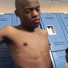 Black Twink Gets Asshole Screwed by a Bald Colleague After Sucking Him Deep