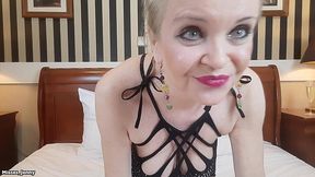 mature milf blonde with big boobs having pleasure in hotel room