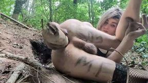 Heather Fucks Herself with Stick as Dildo