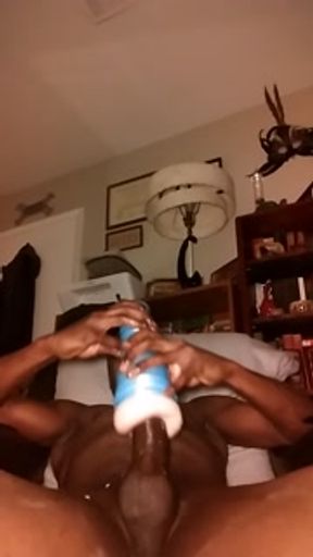 Super Hot Black Pipe Stroked With Fleshlight