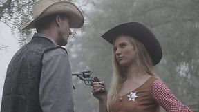 Sexy sheriff Lana Sharapova is fucked by stranger right in the garden