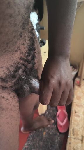 Hairy Horny African Male Decided To Burst Out His Black Dick After Her Girlfriend Didn't Show Up
