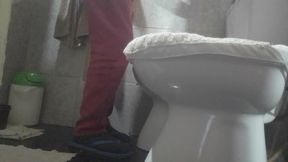 In the bathroom at home