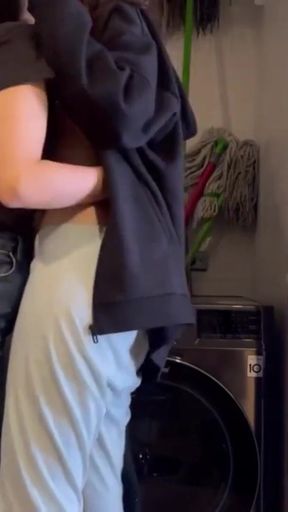 I fuck my neighbor on her washing machine, I stick my fingers in her wet and narrow entrance   Clip 1
