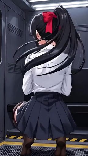 hentai played with a cucumber on the subway   Clip 1