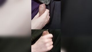 Touching 2 girthy engorged peckers with pre-spunk beading on the penis head.