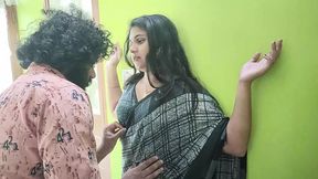 Wet saree and navel seduction with sloppy kissing and boob squeeze