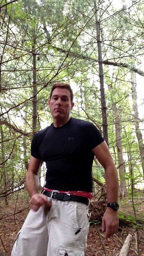 Jerking off in the woods and POV cumming