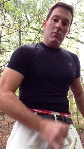 Jerking off in the woods and POV cumming