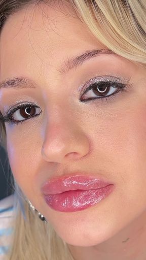Sensual Lips Tease &amp; Gloss to Lipstick Transformation - Close up Lip Fetish