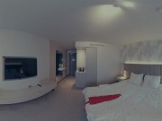 Naked girls GoldyKim and SmilingDutchie helping each other getting dressed in lingerie - voyeur 360