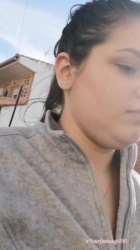 Take garbage out with a toy in my pussy