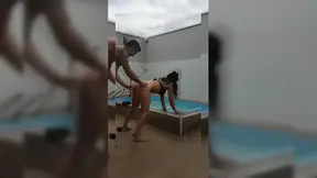 Enjoying the pool with the lover