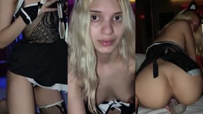 cosplay empregada, plug no meu cuzinho e destruindo minha buceta loucamente