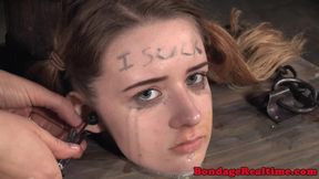 Teenage beauty gets humiliated in closeup