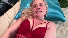 POV View of masturbating my prolapse pussy in my new hot lingerie
