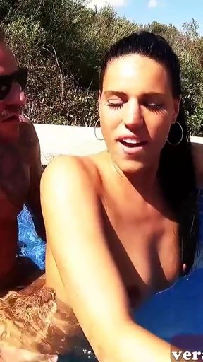 Emotional moment from "German Latina teen makes an amateur sextape on holiday at the pool"