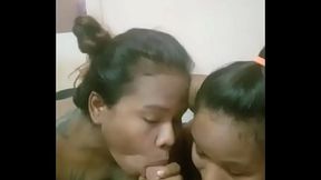 Thresome blowjob asian girls